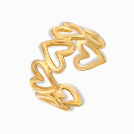18K Gold Plated Adjustable Heart Band Ring – Romantic & Playful
