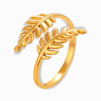 18K Gold Plated Adjustable Leaf Wrap Ring – Nature-Inspired & Elegant