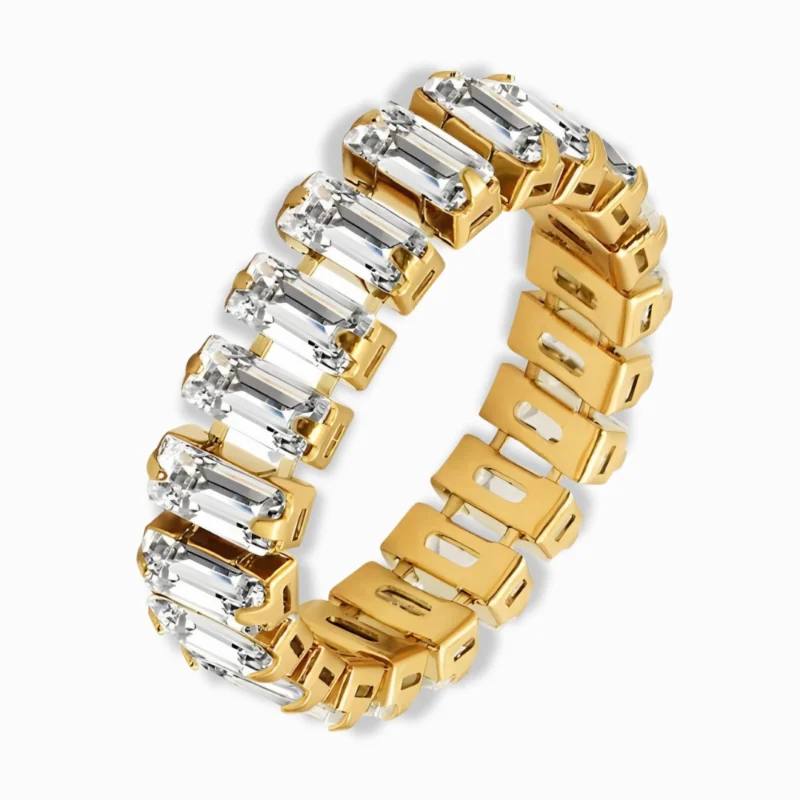 18K Gold Plated Baguette CZ Eternity Ring – Luxe & Sparkling