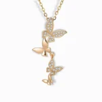 18K Gold Plated Butterfly Drop Necklace with cubic zirconia accents.