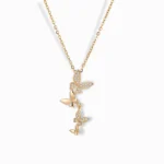 18K Gold Plated Butterfly Drop Necklace with cubic zirconia accents.