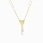 Glozya 18K Gold Plated Butterfly & Zircon Necklace featuring a delicate butterfly pendant with cubic zirconia accents and an adjustable chain.