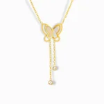 Glozya 18K Gold Plated Butterfly & Zircon Necklace featuring a delicate butterfly pendant with cubic zirconia accents and an adjustable chain.