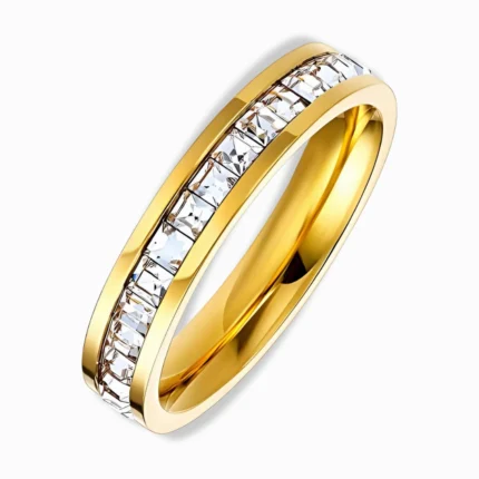 18K Gold Plated Channel Set CZ Ring – Elegant & Timeless