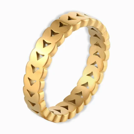 18K Gold Plated Geometric Band Ring – Minimalist & Waterproof