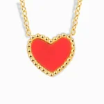 18K Gold Plated Romantic Necklace with a red heart pendant.