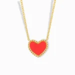 18K Gold Plated Romantic Necklace with a red heart pendant.