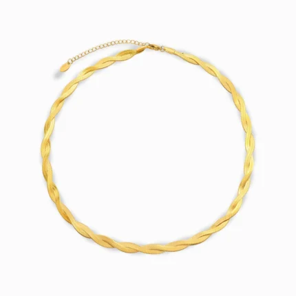 18K Gold Plated Twisted Chain Necklace with an elegant rope-style design.