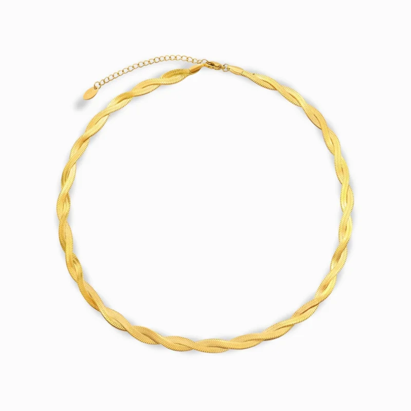 18K Gold Plated Twisted Chain Necklace with an elegant rope-style design.