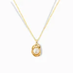 18K Gold Plated Unique Pearl Necklace with a modern sculptural design.