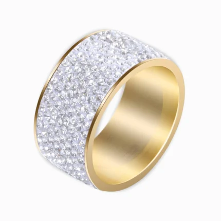 18K Gold Plated Wide Pave CZ Ring – Statement & Sparkling