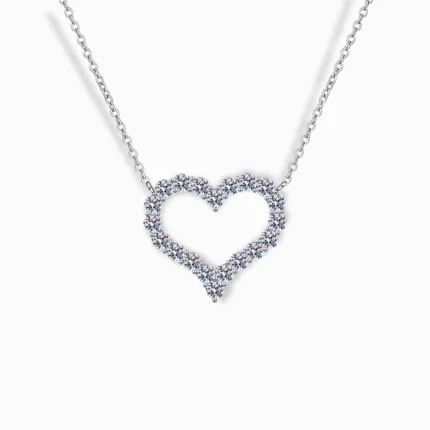 Stainless Steel CZ Heart Pendant Necklace with sparkling cubic zirconia stones.