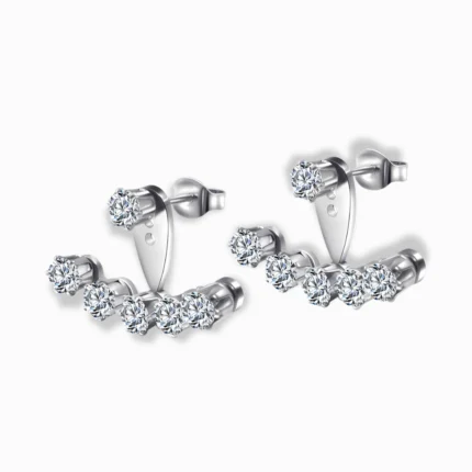 Glozya Stainless Steel Ear Jacket Stud Earrings featuring a dual-layer cubic zirconia design, crafted from waterproof, hypoallergenic stainless steel for a modern and versatile look.