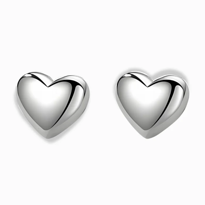 Glozya Stainless Steel Puffy Heart Stud Earrings featuring a minimalist, heart-shaped design crafted from waterproof, hypoallergenic stainless steel.