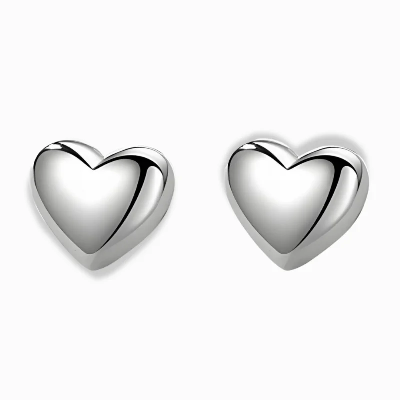 Glozya Stainless Steel Puffy Heart Stud Earrings featuring a minimalist, heart-shaped design crafted from waterproof, hypoallergenic stainless steel.
